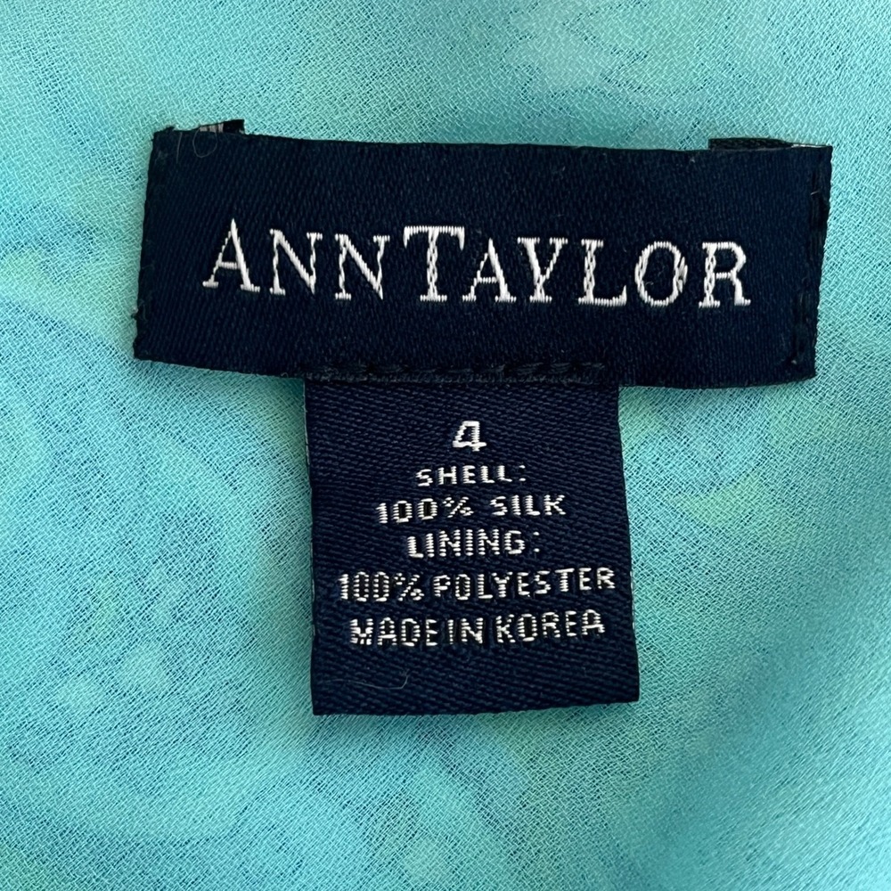 Vintage Ann Taylor Silk Overlay Paisley Babydoll Midi Slip Dress 4 Blue Y2K 90s - Picture 3 of 9